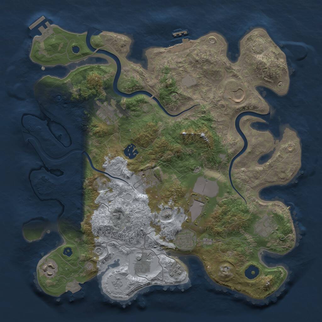 Rust Map: Procedural Map, Size: 3500, Seed: 9143935, 16 Monuments
