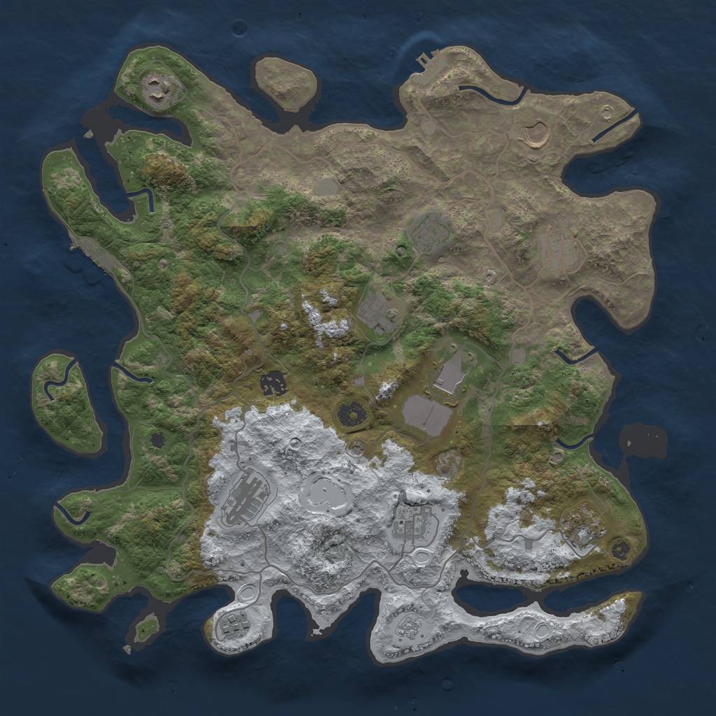 Rust Map: Procedural Map, Size: 4000, Seed: 760678, 20 Monuments