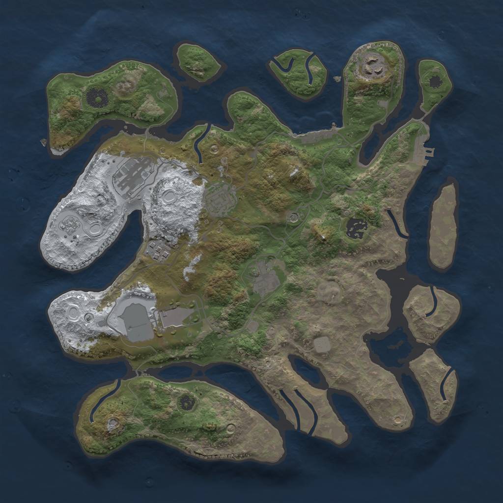 Rust Map: Procedural Map, Size: 3500, Seed: 3262150, 16 Monuments