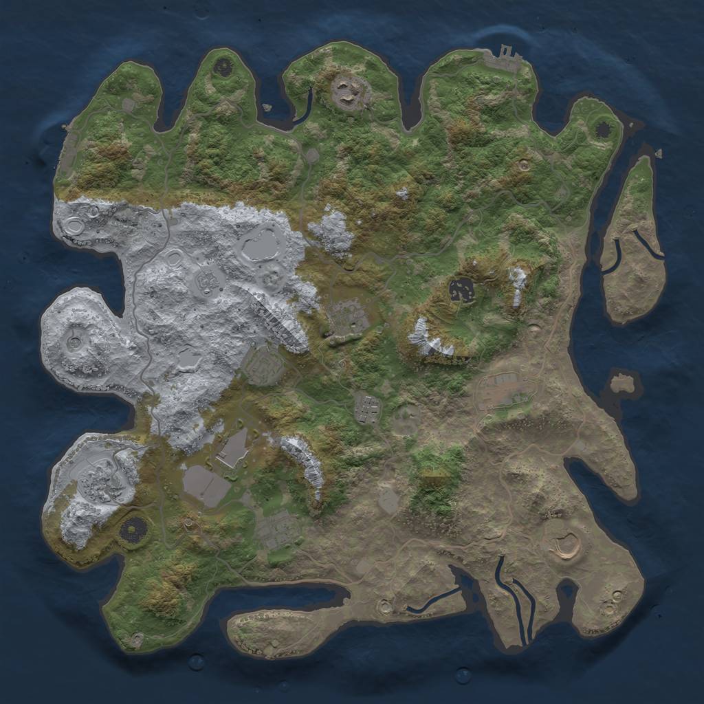 Rust Map: Procedural Map, Size: 4000, Seed: 61, 17 Monuments