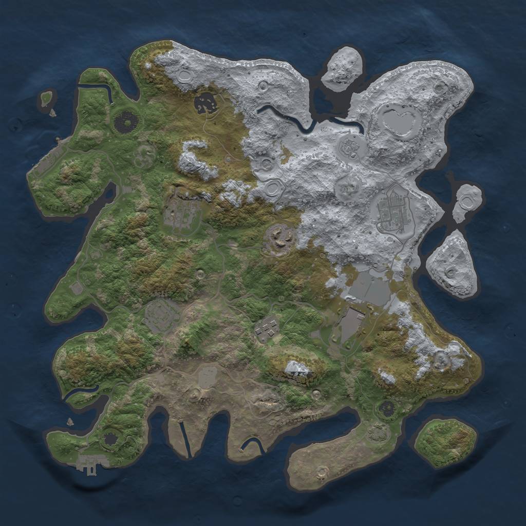 Rust Map: Procedural Map, Size: 3500, Seed: 3397307, 15 Monuments