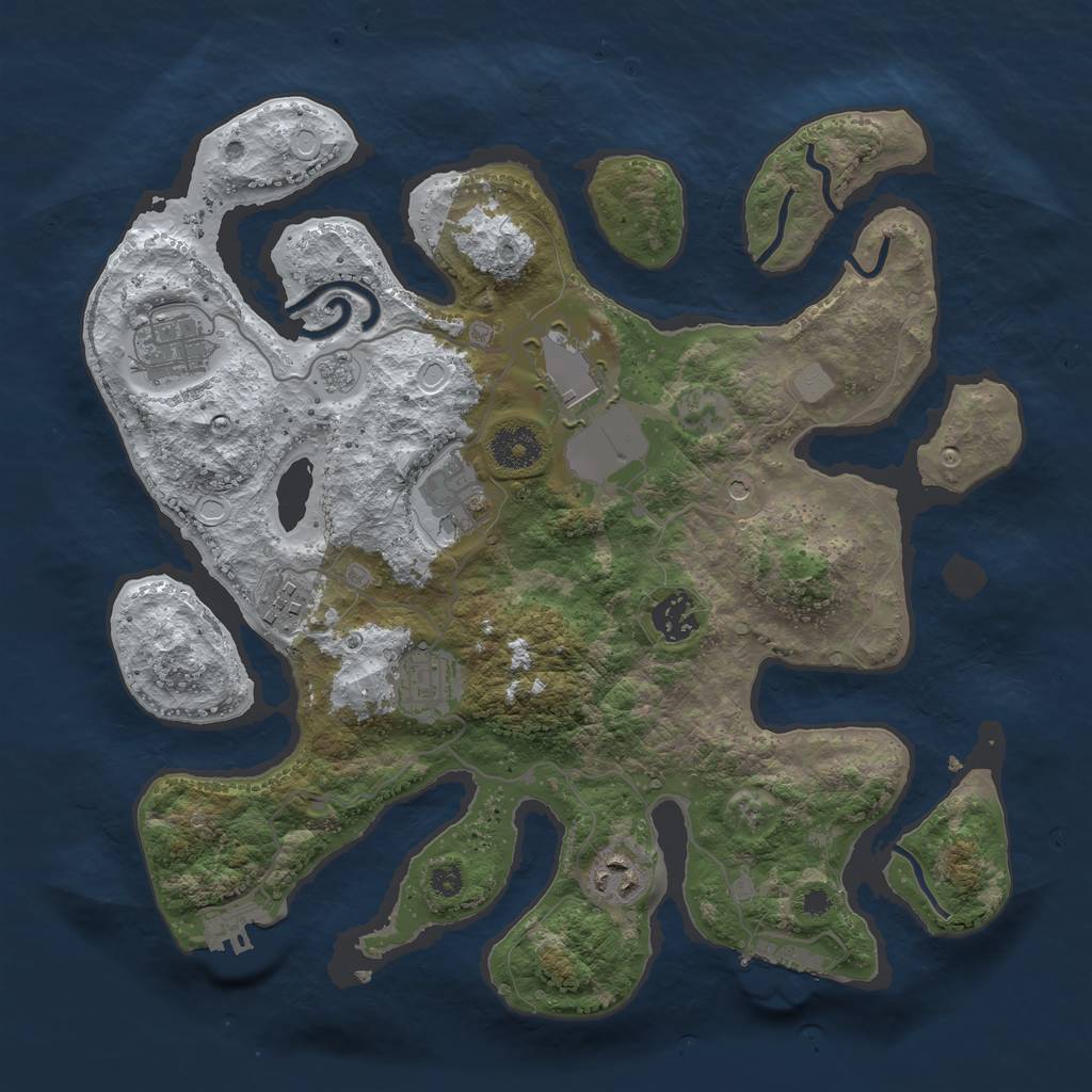 Rust Map: Procedural Map, Size: 3500, Seed: 867961, 16 Monuments