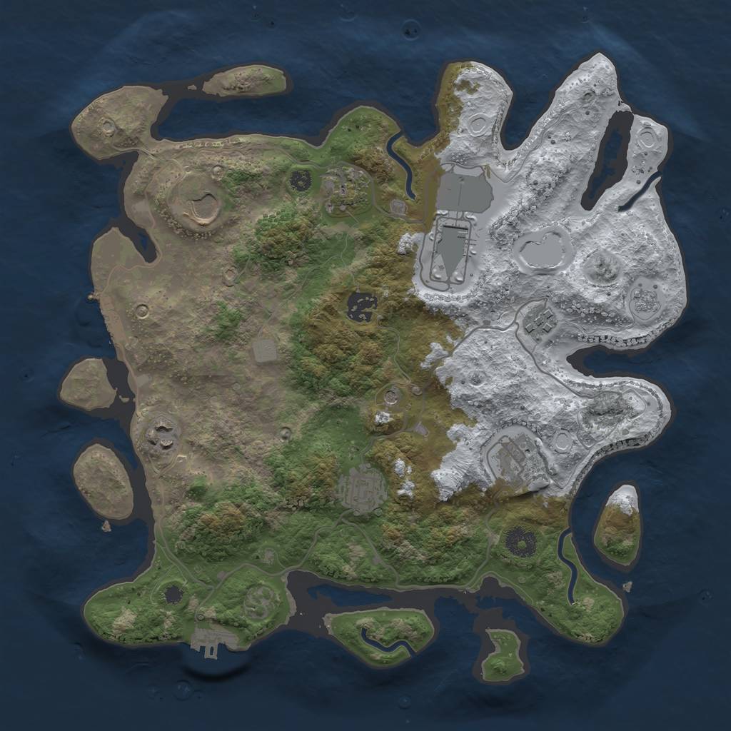 Rust Map: Procedural Map, Size: 3500, Seed: 132, 17 Monuments