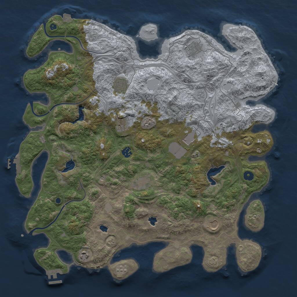 Rust Map: Procedural Map, Size: 4500, Seed: 1133633, 16 Monuments