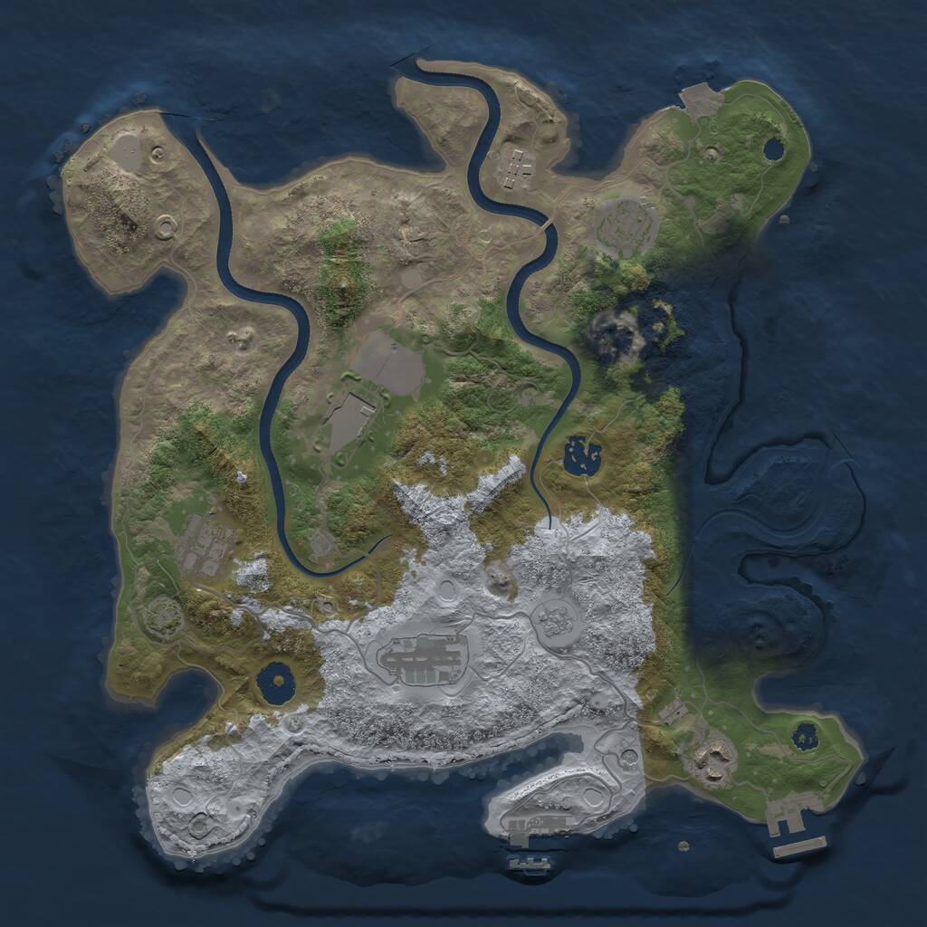 Rust Map: Procedural Map, Size: 3500, Seed: 896265, 13 Monuments