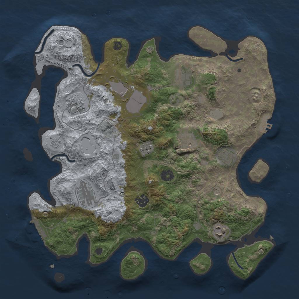 Rust Map: Procedural Map, Size: 3550, Seed: 668451, 18 Monuments
