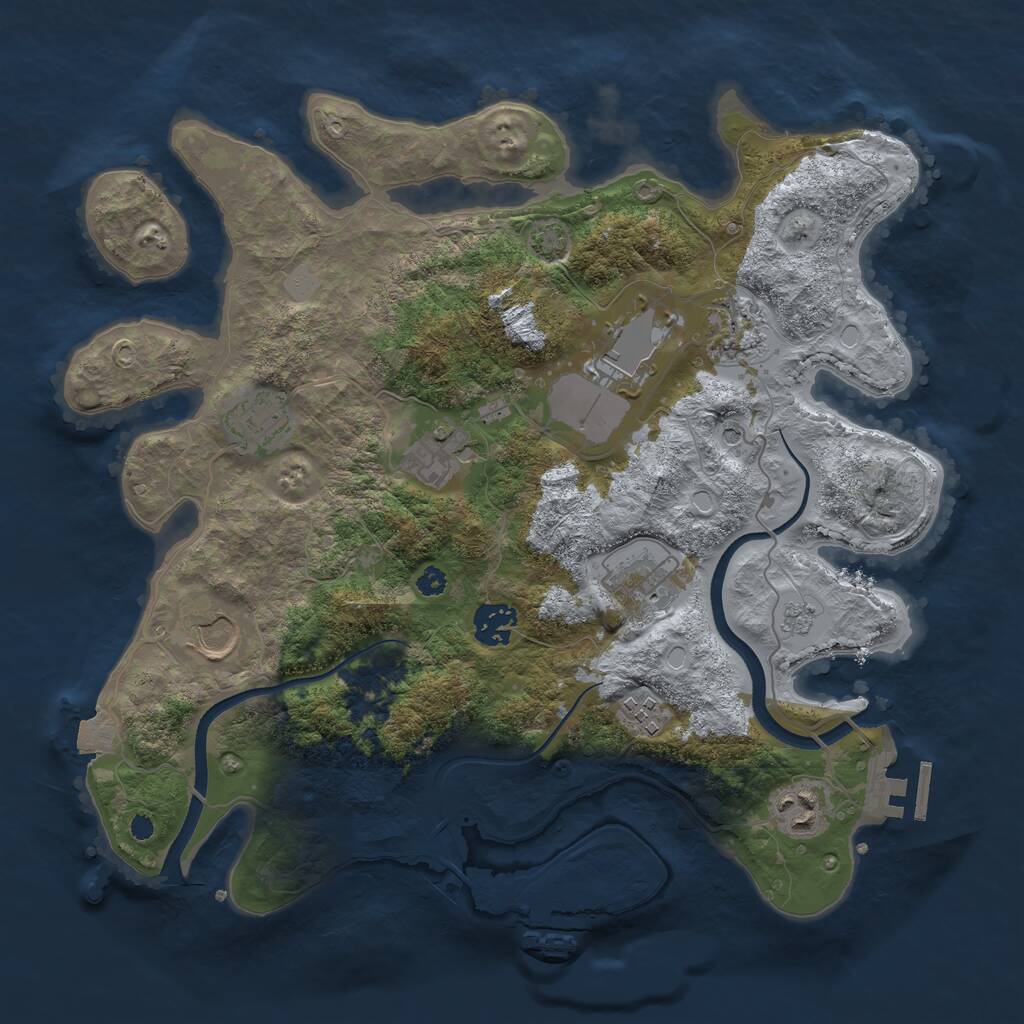 Rust Map: Procedural Map, Size: 3500, Seed: 3064402, 15 Monuments