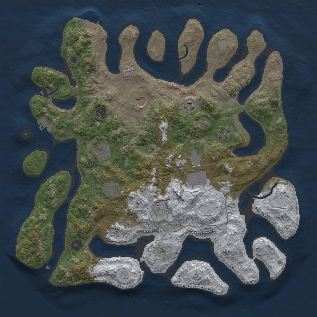 Rust Map: Procedural Map, Size: 4250, Seed: 1610554, 18 Monuments
