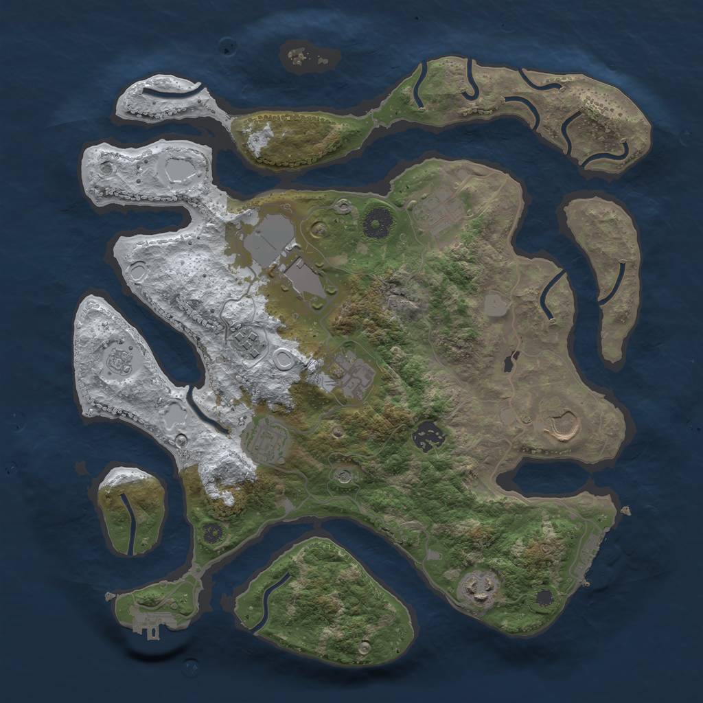 Rust Map: Procedural Map, Size: 3500, Seed: 4976144, 17 Monuments
