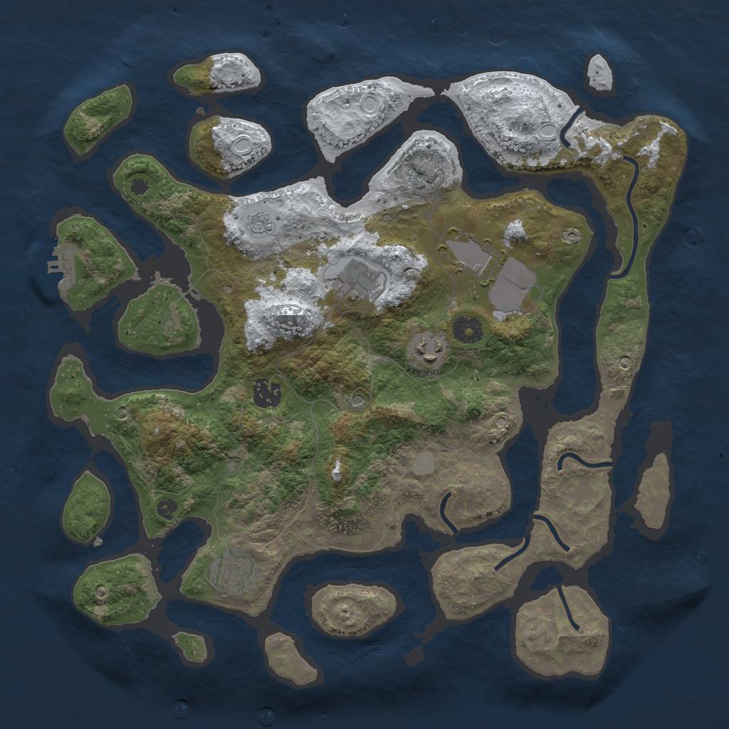 Rust Map: Procedural Map, Size: 3700, Seed: 718572604, 13 Monuments