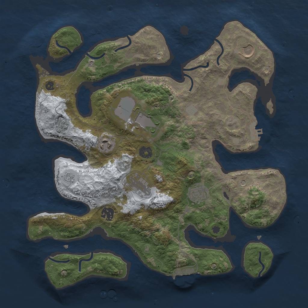Rust Map: Procedural Map, Size: 3500, Seed: 6041440, 16 Monuments