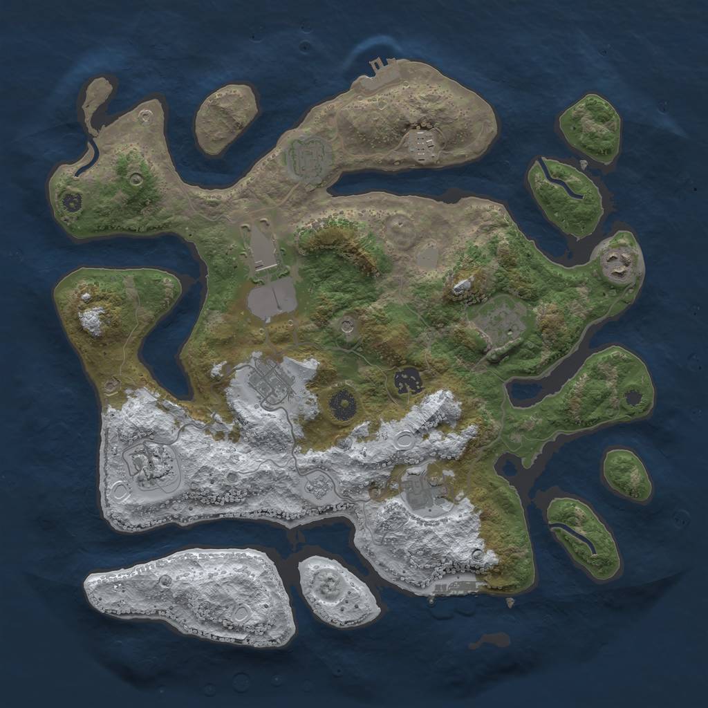 Rust Map: Procedural Map, Size: 3750, Seed: 45808, 18 Monuments