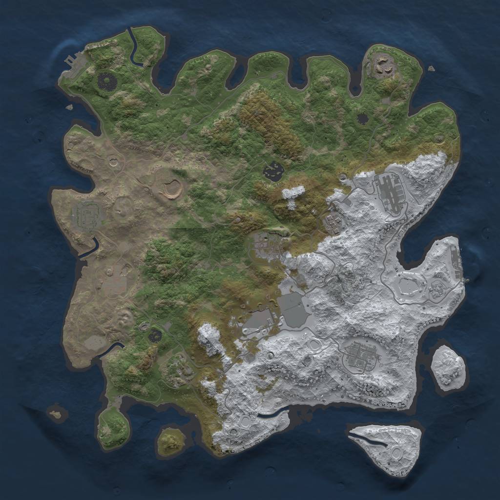 Rust Map: Procedural Map, Size: 3800, Seed: 44, 20 Monuments