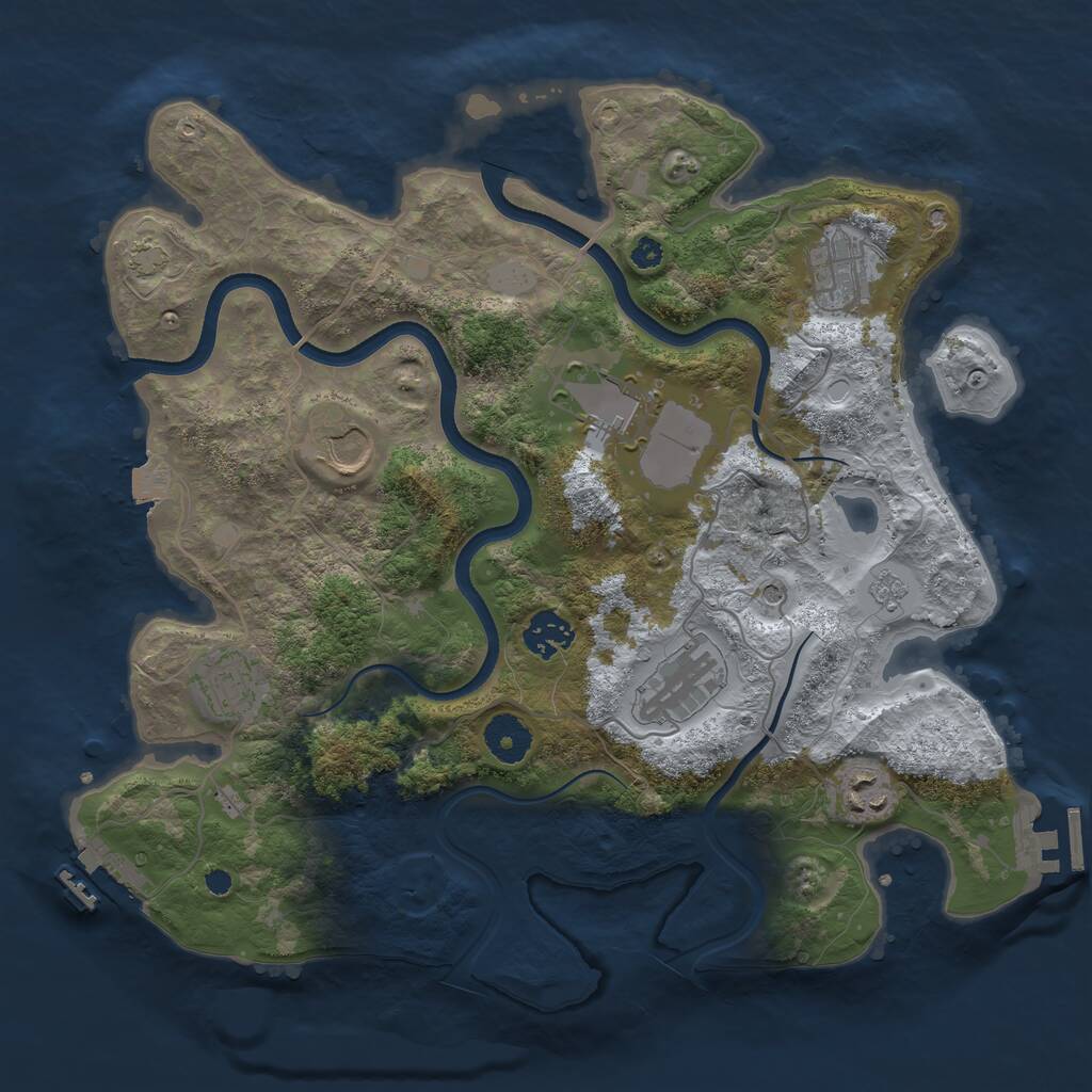 Rust Map: Procedural Map, Size: 3500, Seed: 1646882, 13 Monuments