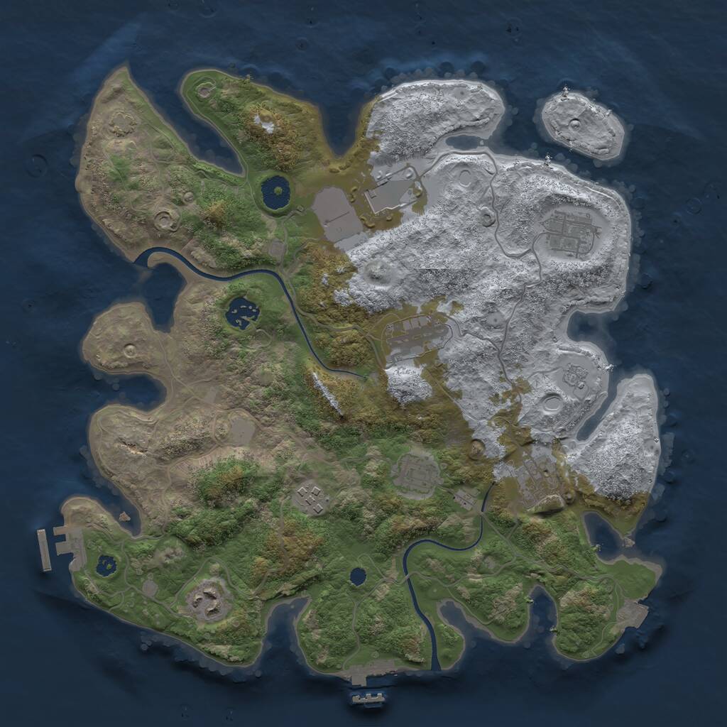 Rust Map: Procedural Map, Size: 3500, Seed: 144479699, 13 Monuments