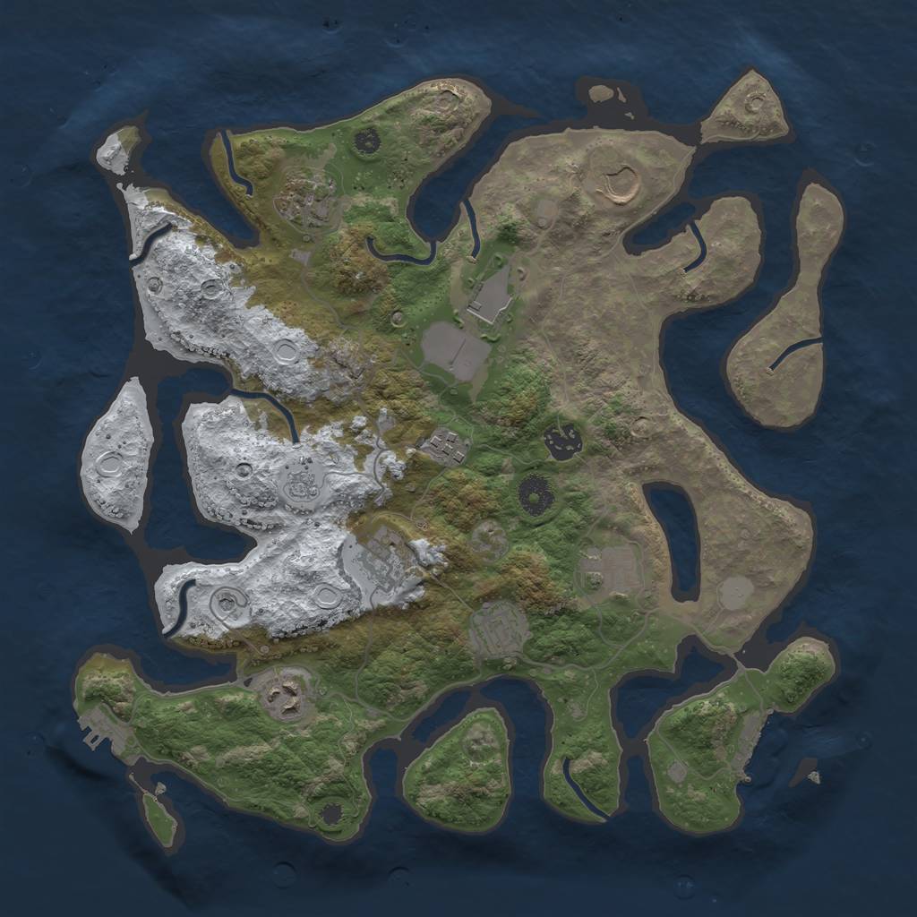 Rust Map: Procedural Map, Size: 3700, Seed: 422, 18 Monuments