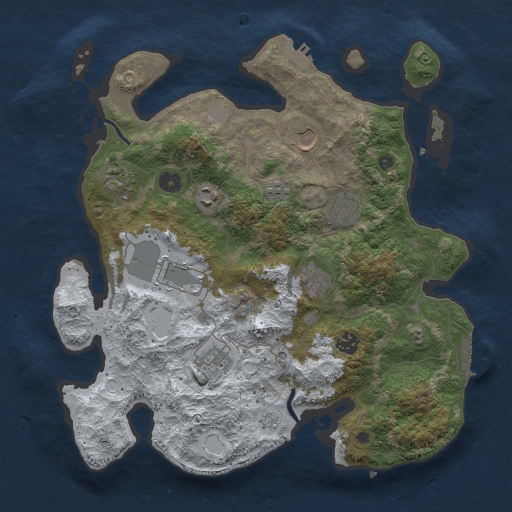 Rust Map: Procedural Map, Size: 3500, Seed: 3058176, 18 Monuments