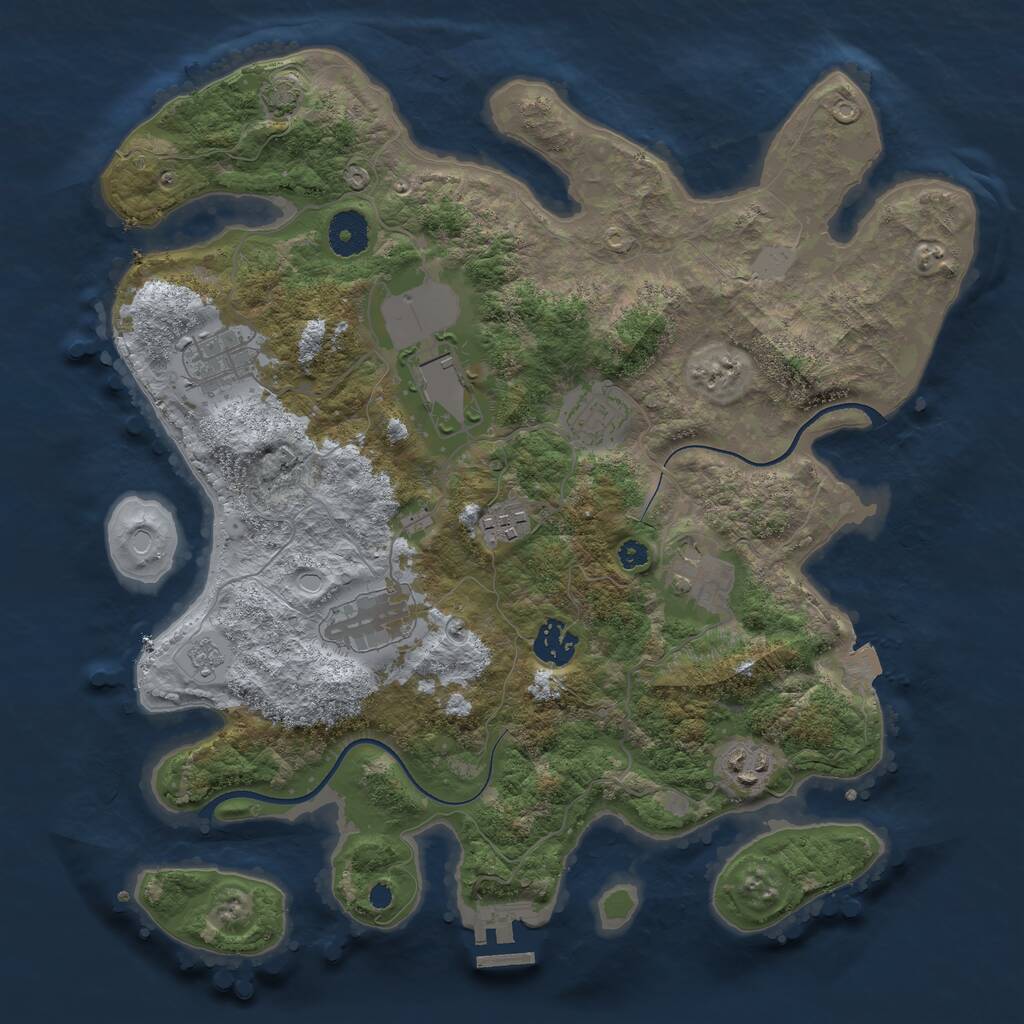 Rust Map: Procedural Map, Size: 3550, Seed: 856817, 12 Monuments