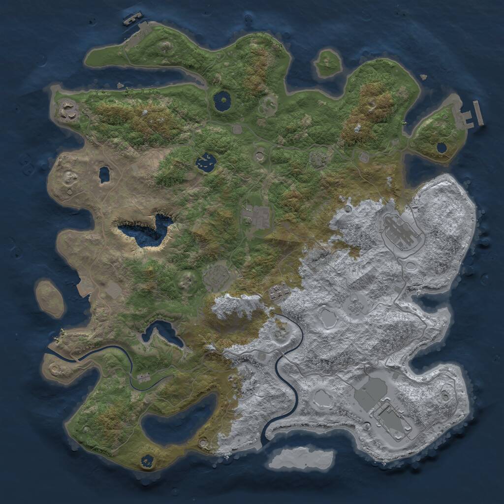 Rust Map: Procedural Map, Size: 4000, Seed: 77371660, 14 Monuments