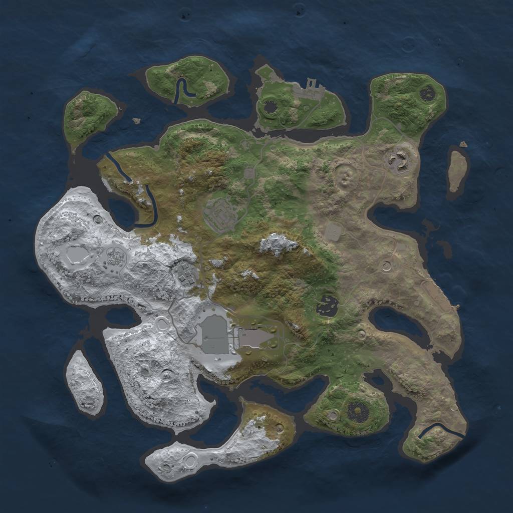 Rust Map: Procedural Map, Size: 3500, Seed: 1411963, 14 Monuments