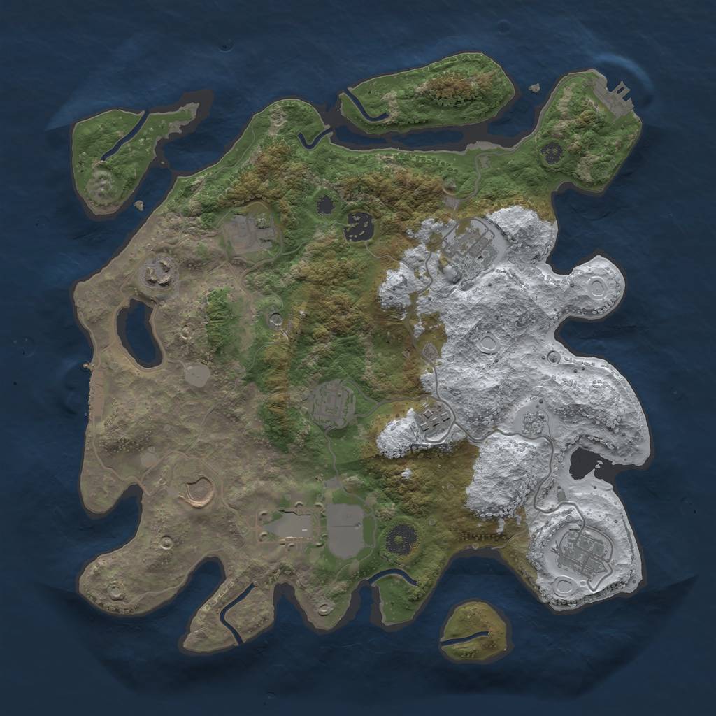 Rust Map: Procedural Map, Size: 3500, Seed: 2443724, 18 Monuments