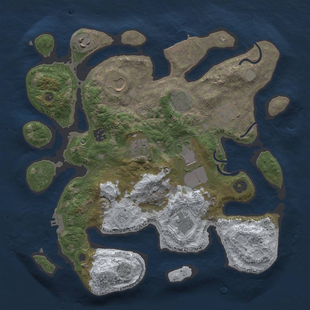 Rust Map: Procedural Map, Size: 3500, Seed: 1592464703, 18 Monuments