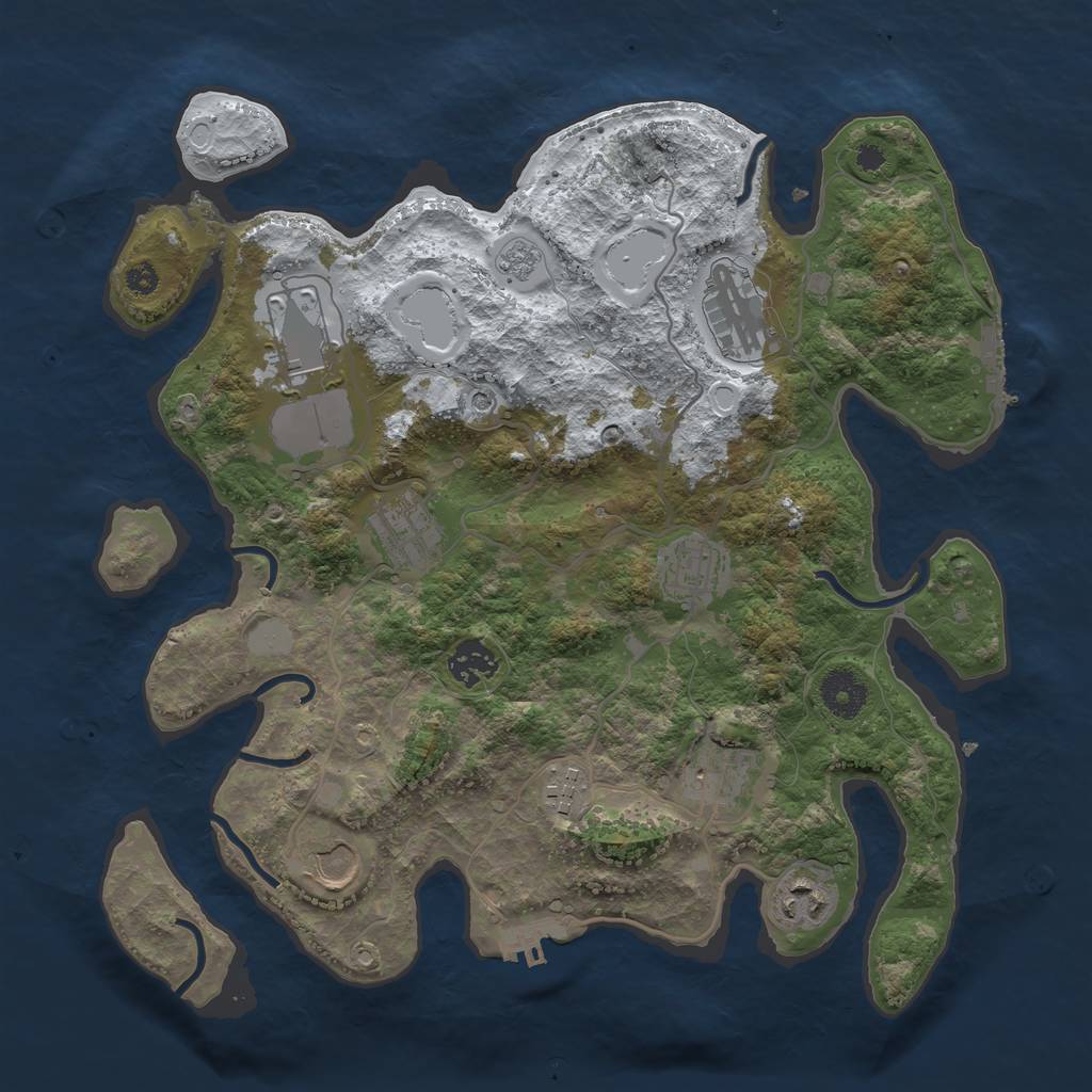 Rust Map: Procedural Map, Size: 3500, Seed: 1492765, 18 Monuments