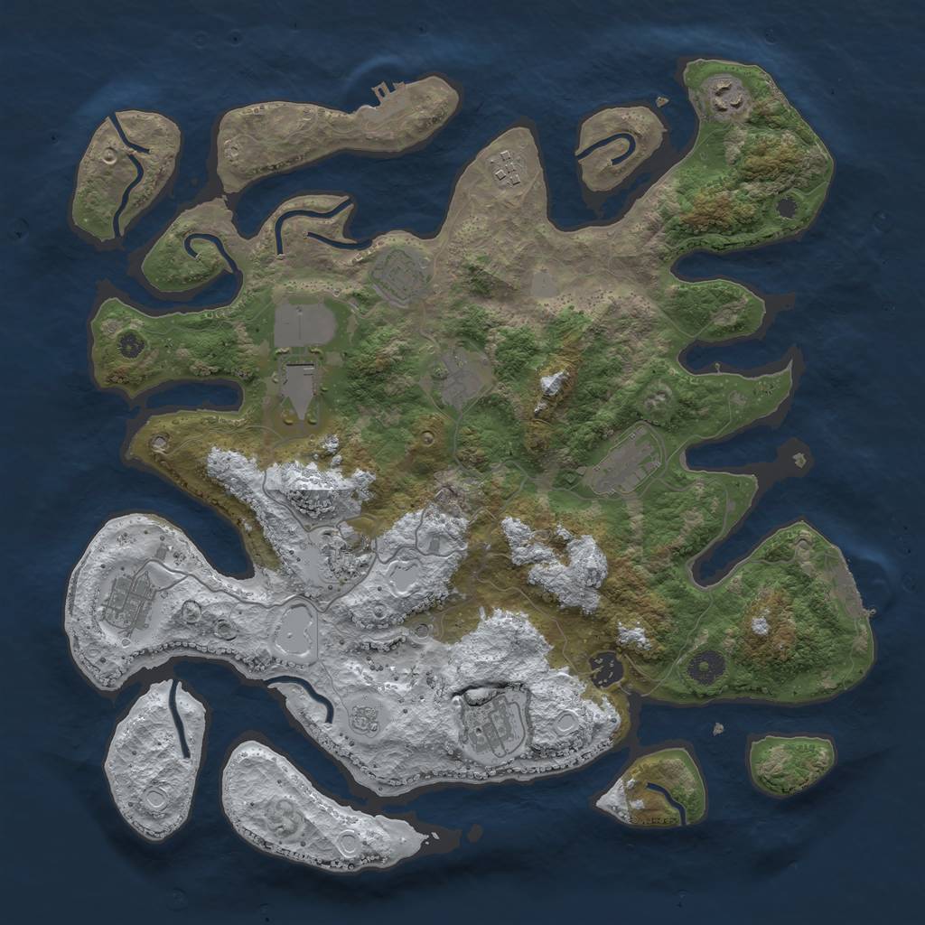 Rust Map: Procedural Map, Size: 3950, Seed: 1794457628, 19 Monuments