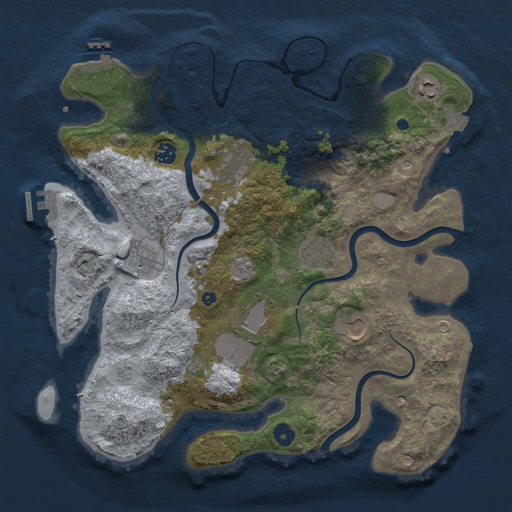 Rust Map: Procedural Map, Size: 3550, Seed: 348224, 14 Monuments