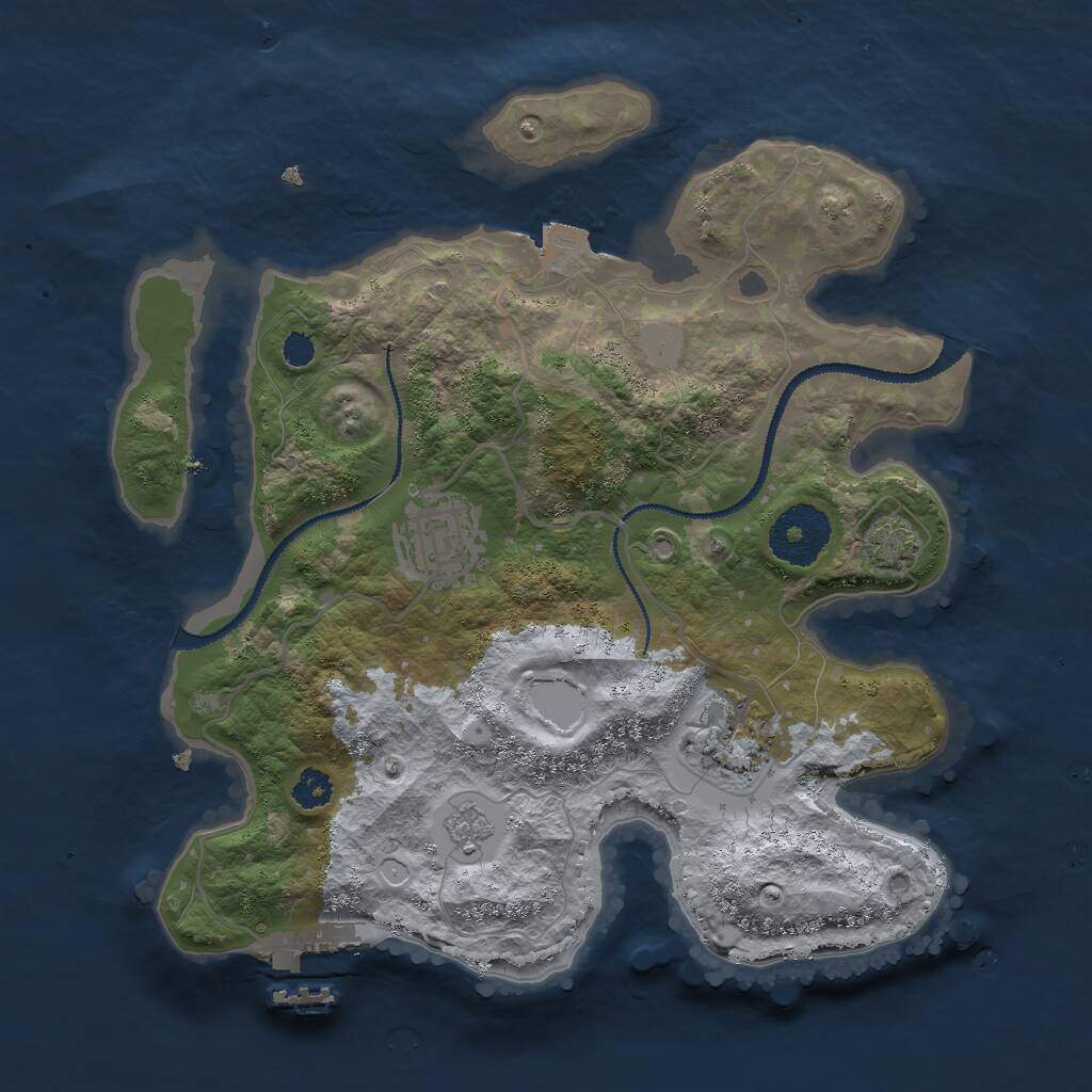 Rust Map: Procedural Map, Size: 2750, Seed: 776154645, 6 Monuments