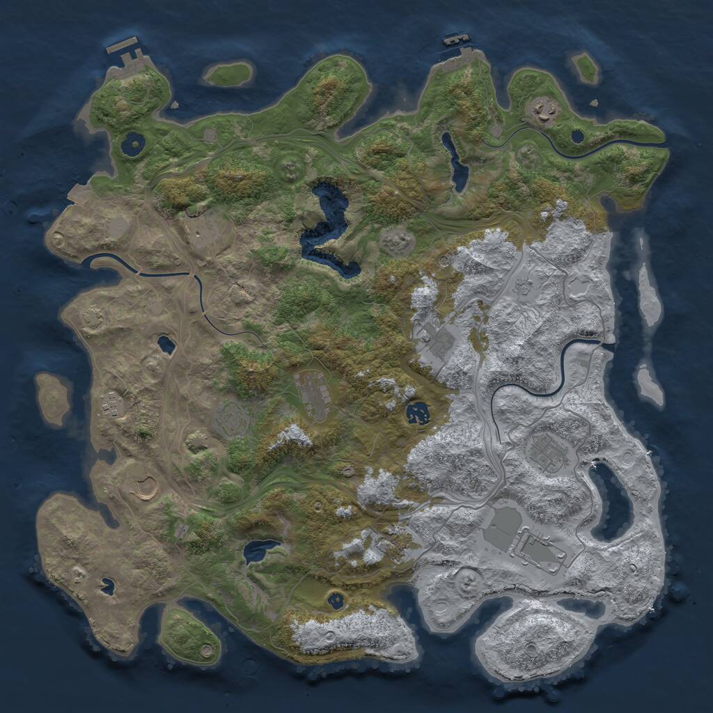 Rust Map: Procedural Map, Size: 4500, Seed: 5295136, 17 Monuments