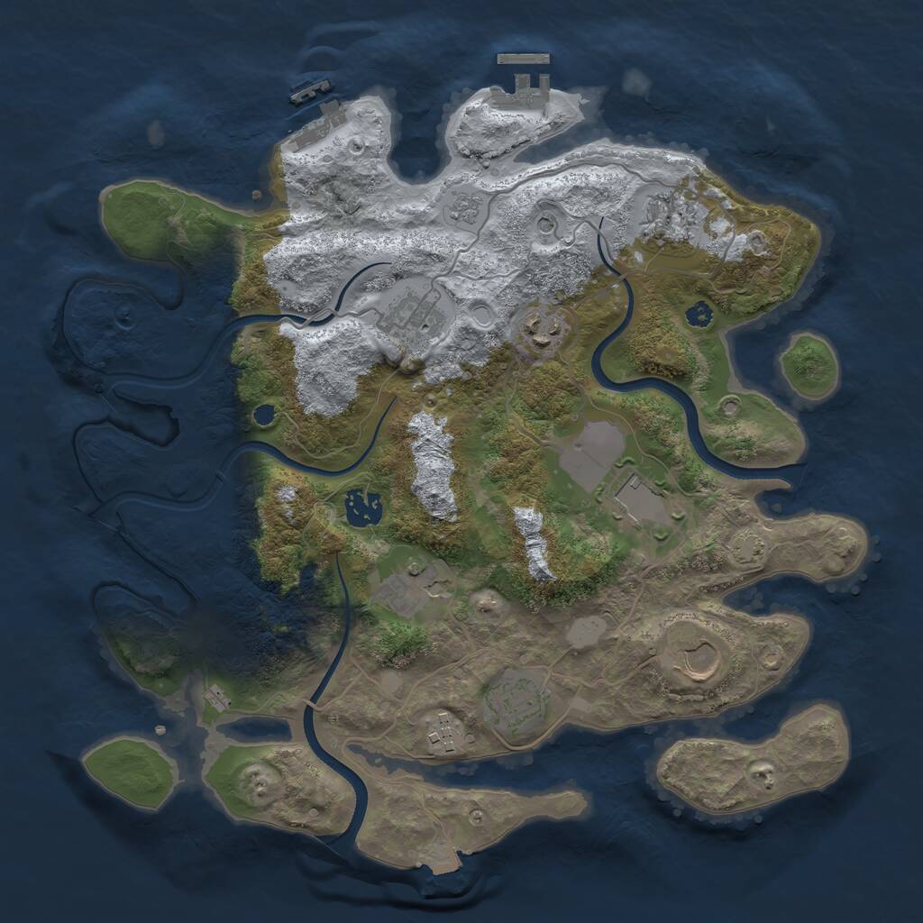 Rust Map: Procedural Map, Size: 3550, Seed: 856282, 15 Monuments