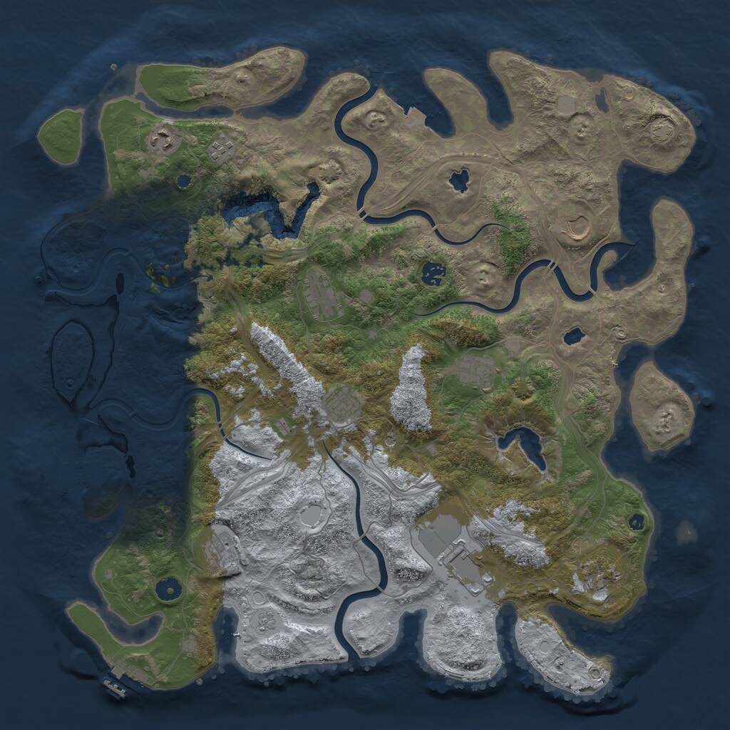 Rust Map: Procedural Map, Size: 4500, Seed: 788543847, 16 Monuments