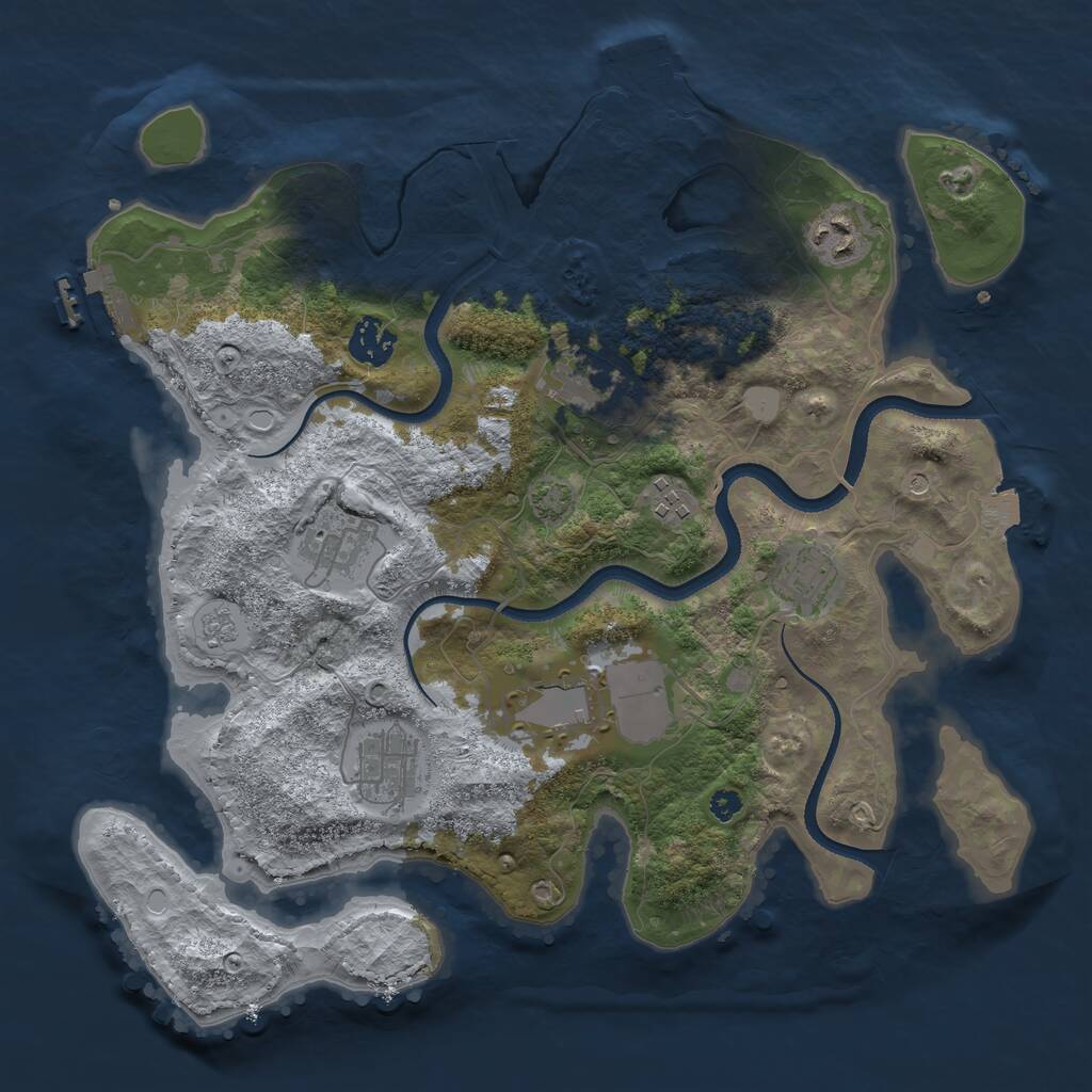 Rust Map: Procedural Map, Size: 3500, Seed: 1654338, 14 Monuments