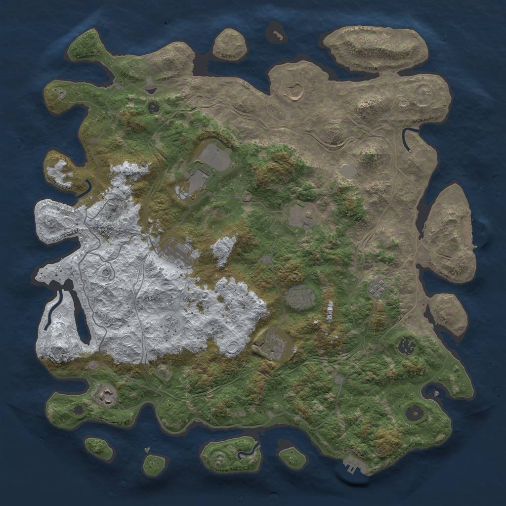 Rust Map: Procedural Map, Size: 4500, Seed: 4853837, 18 Monuments