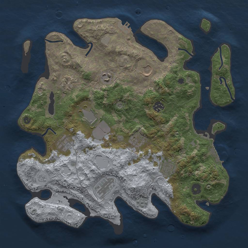 Rust Map: Procedural Map, Size: 3500, Seed: 1949795, 19 Monuments