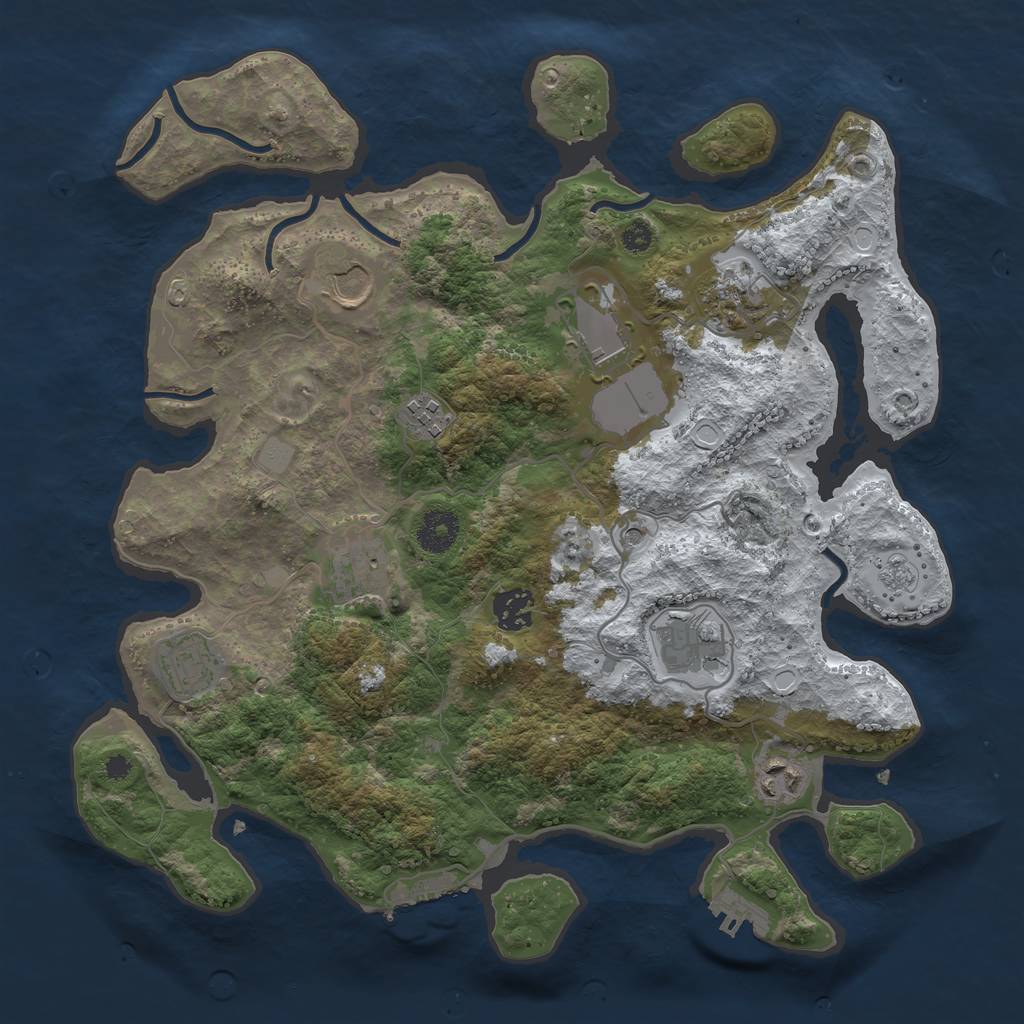 Rust Map: Procedural Map, Size: 3550, Seed: 549056, 18 Monuments