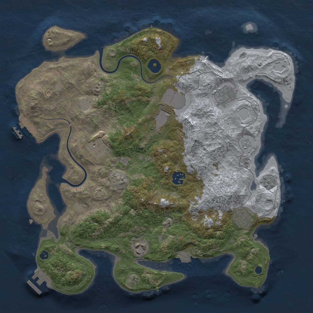 Rust Map: Procedural Map, Size: 3550, Seed: 932950, 13 Monuments