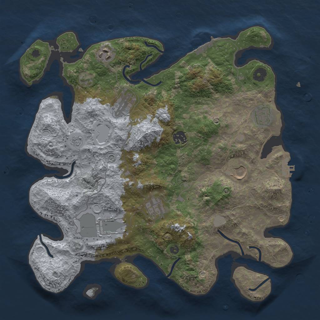 Rust Map: Procedural Map, Size: 3550, Seed: 318254, 16 Monuments