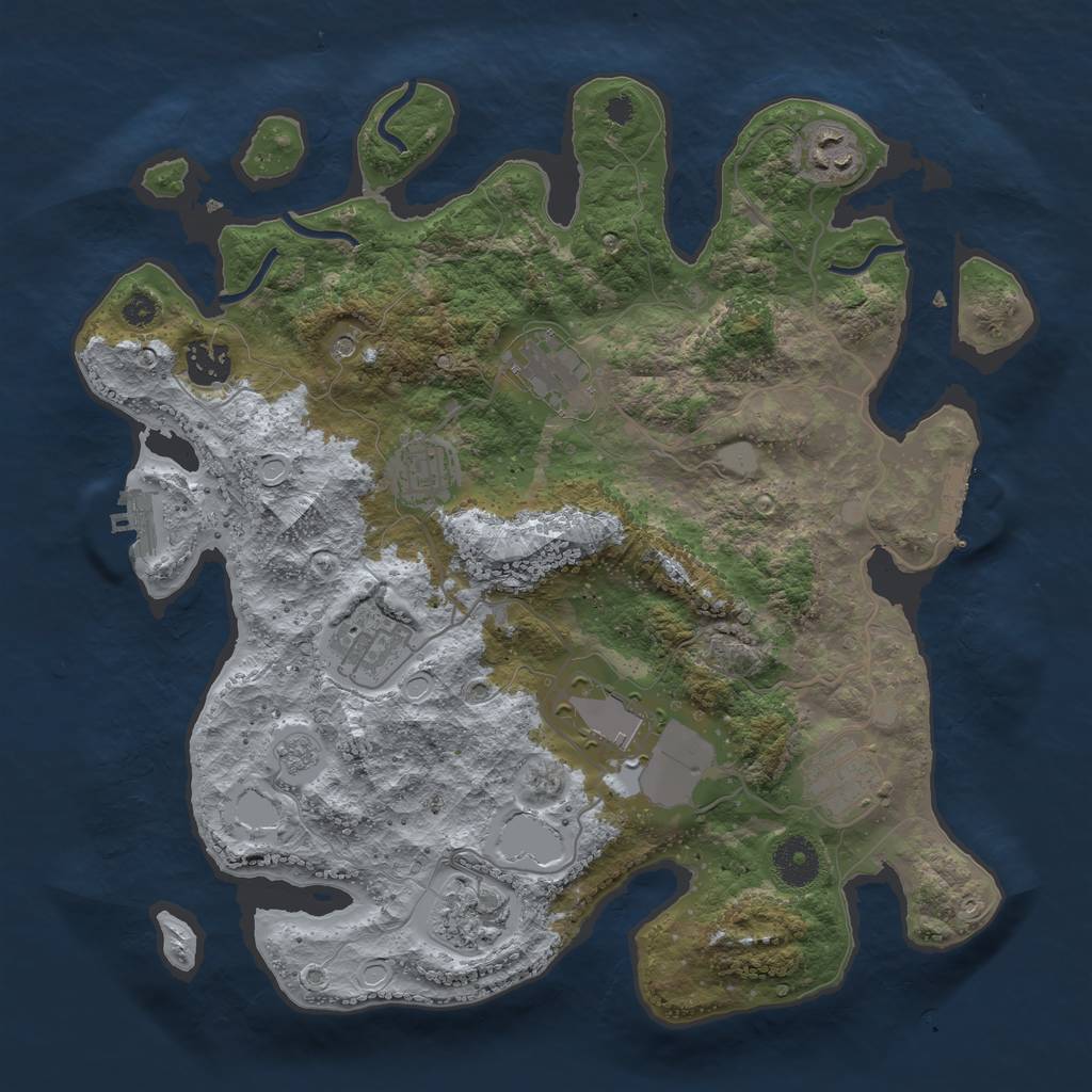 Rust Map: Procedural Map, Size: 3500, Seed: 371899, 17 Monuments