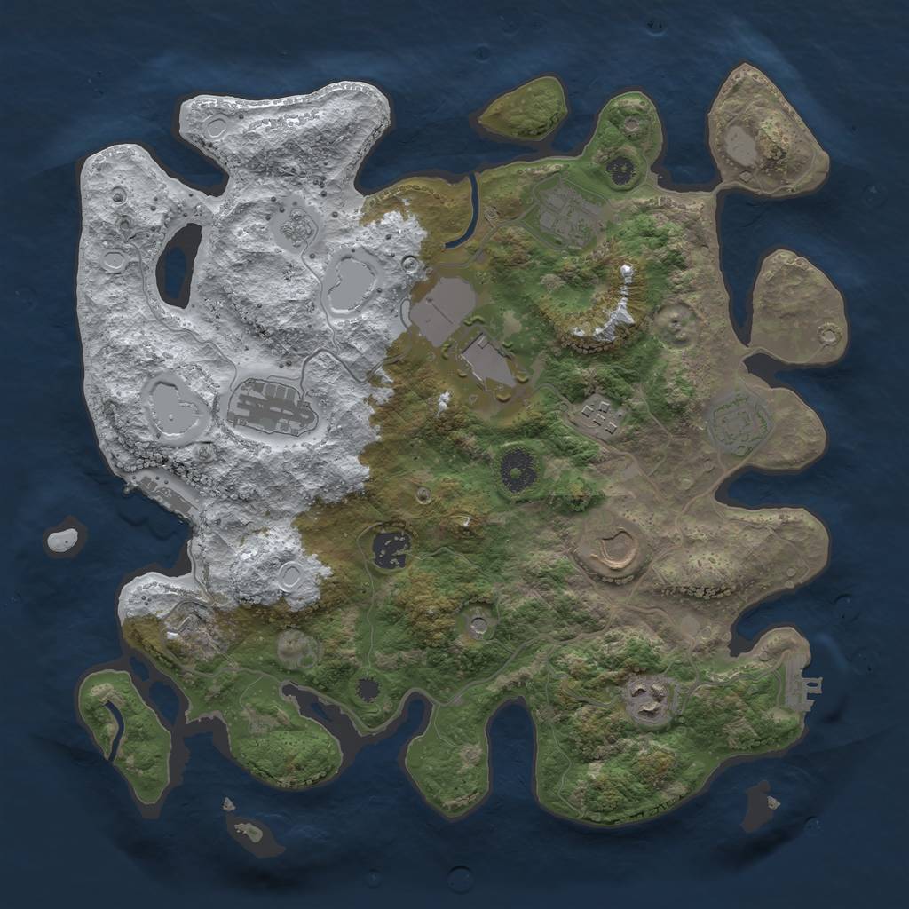 Rust Map: Procedural Map, Size: 3500, Seed: 1923936, 17 Monuments