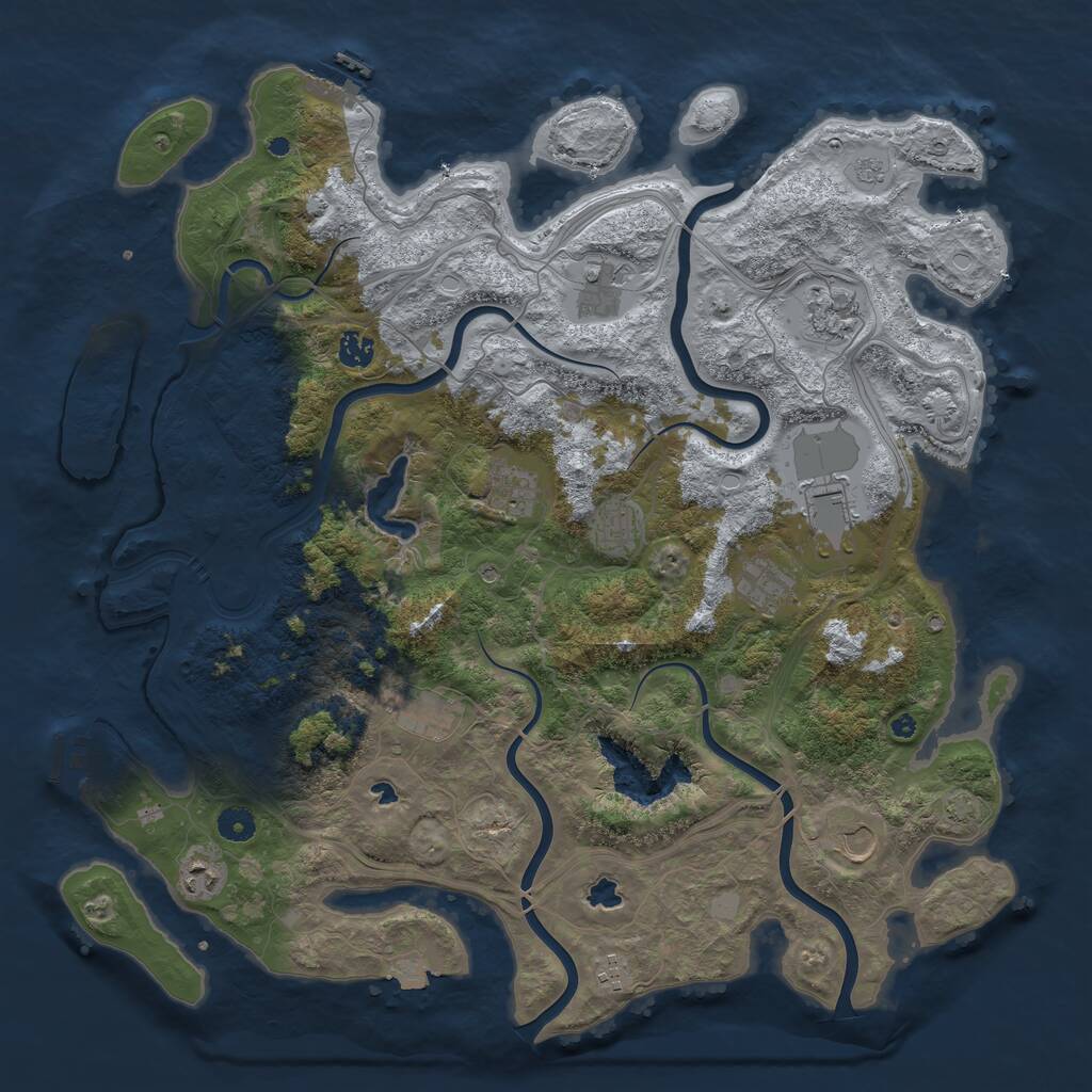 Rust Map: Procedural Map, Size: 4500, Seed: 2609896, 17 Monuments
