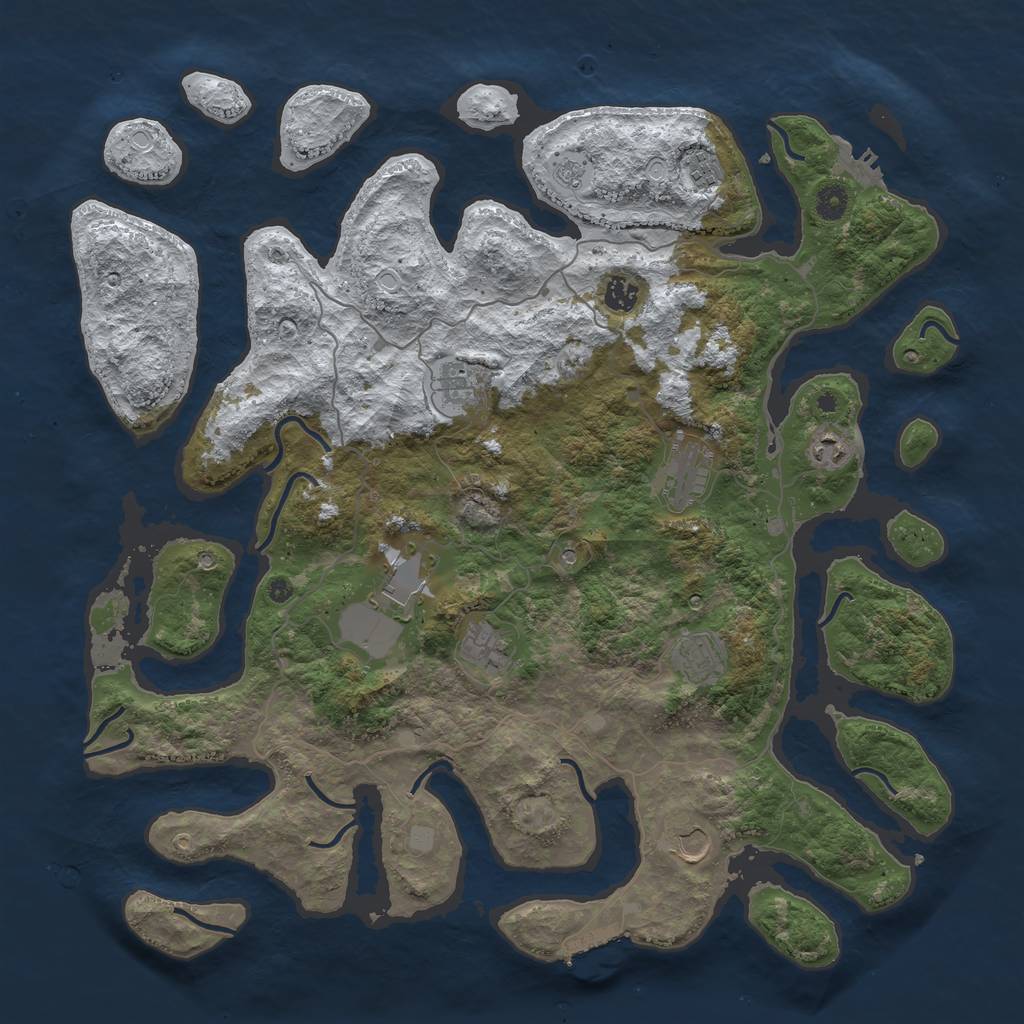 Rust Map: Procedural Map, Size: 4500, Seed: 3874592, 18 Monuments