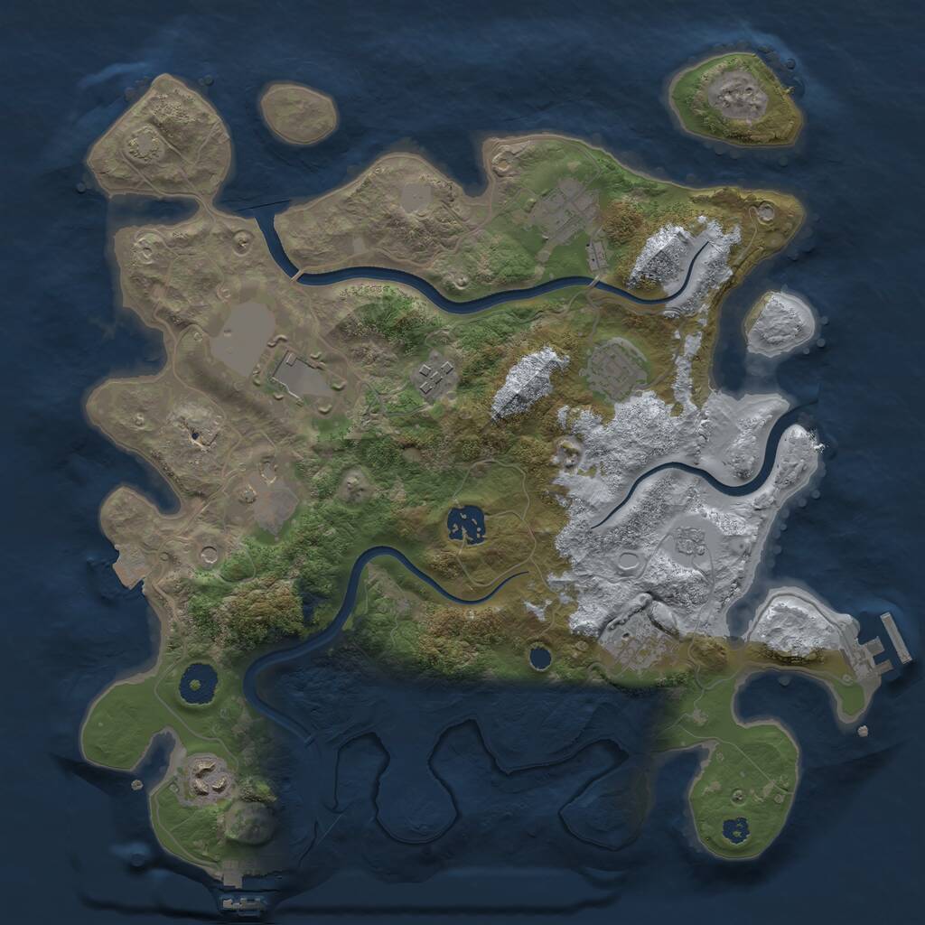 Rust Map: Procedural Map, Size: 3500, Seed: 1654860, 14 Monuments