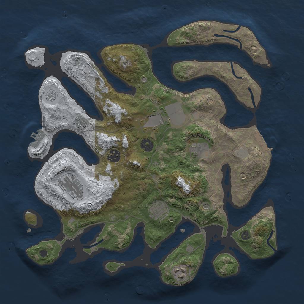 Rust Map: Procedural Map, Size: 3500, Seed: 45632, 16 Monuments