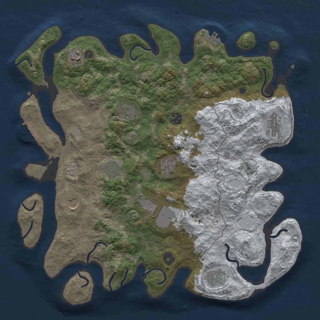 Rust Map: Procedural Map, Size: 4000, Seed: 587325, 19 Monuments