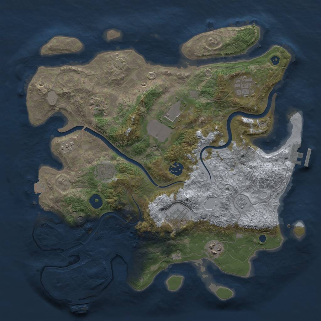 Rust Map: Procedural Map, Size: 3550, Seed: 646754, 14 Monuments