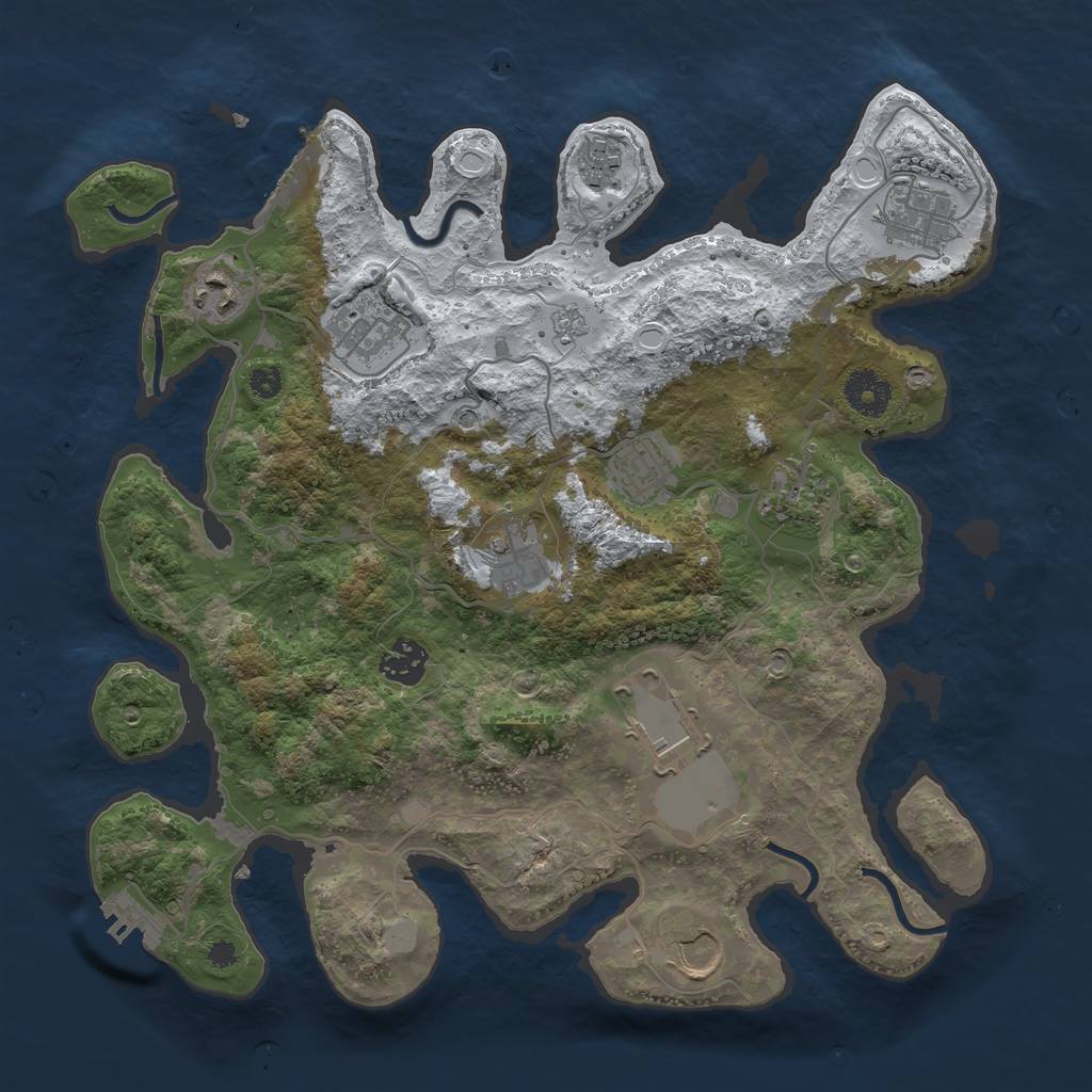 Rust Map: Procedural Map, Size: 3500, Seed: 1098539, 19 Monuments