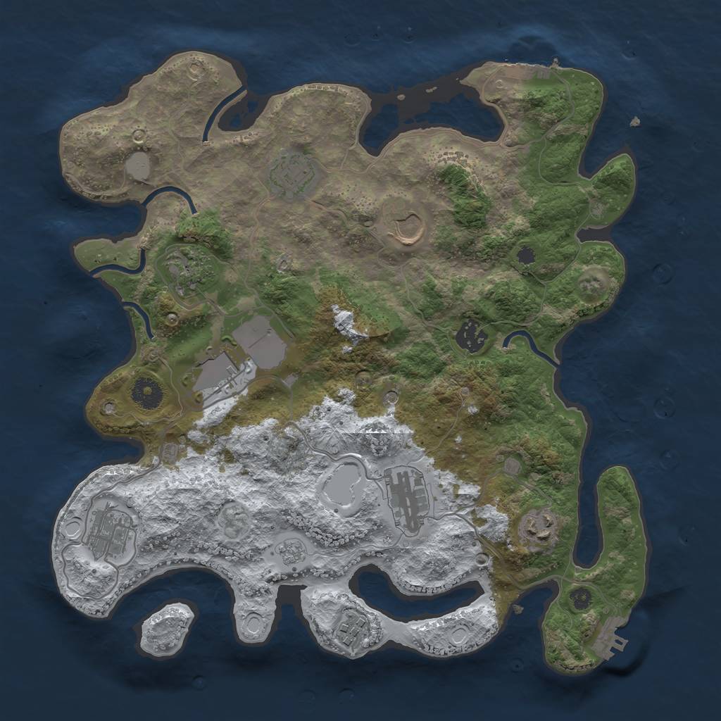 Rust Map: Procedural Map, Size: 3500, Seed: 2792906, 18 Monuments