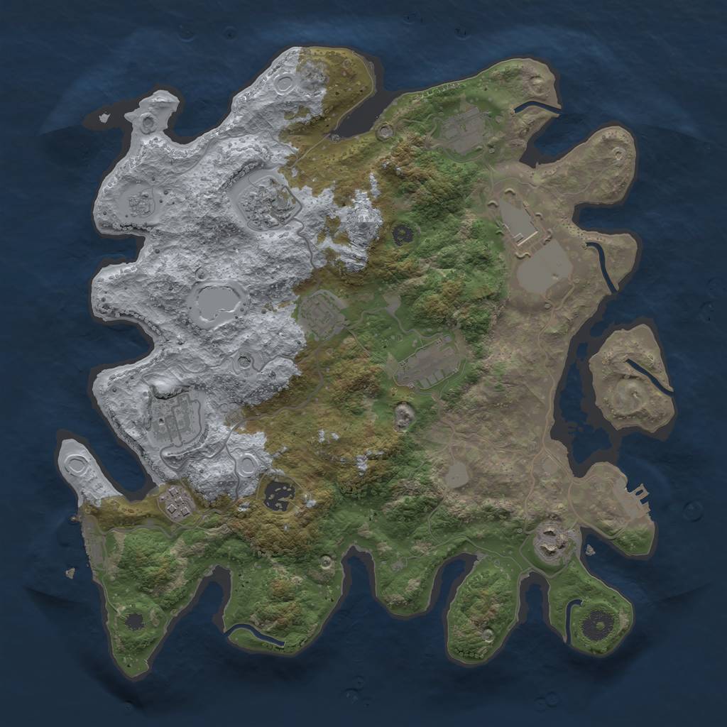 Rust Map: Procedural Map, Size: 3550, Seed: 811756, 18 Monuments